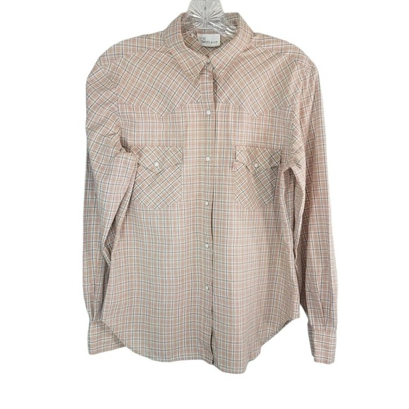 Levis Vintage Womens Size 14 Pearl Snap Plaid Shirt Western Yoke Hong Kong - Picture 1 of 6
